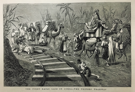 18世紀、シリアの鉄道建設作業に使われるラクダ